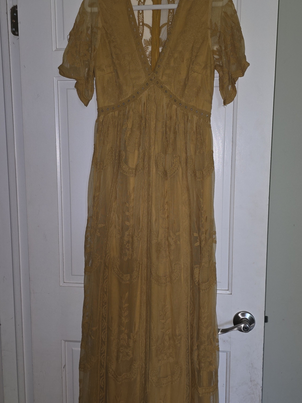 PINK BLUSH MATERNITY Bohemian Embroidered Maxi Dress in Mustard